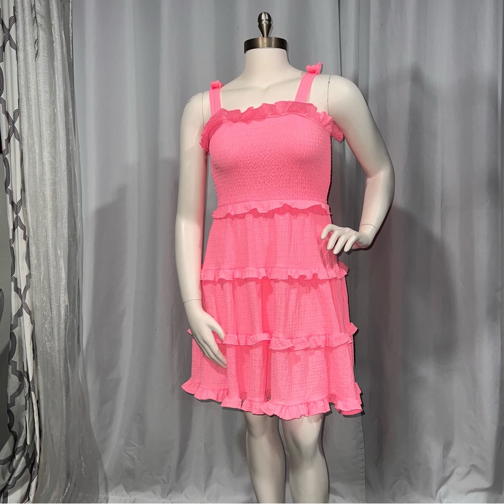 Pink Ruffled Sleeveless Dress